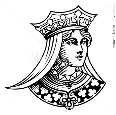 Queen Medieval Woman Head Face Vintage Woodcut Queen Medieval Woman Head Face Vintage Woodcut 117244909