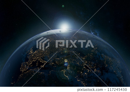 image of the earth seen from space. 3d render. image of the earth seen from space. 3d render. 117245430
