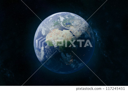 image of the earth seen from space. 3d render. image of the earth seen from space. 3d render. 117245431