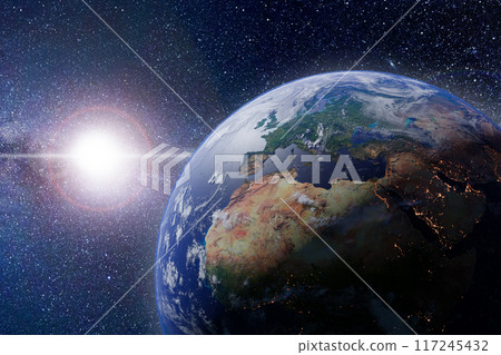 image of the earth seen from space. 3d render. image of the earth seen from space. 3d render. 117245432