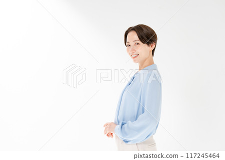 Portrait of a woman looking sideways 117245464