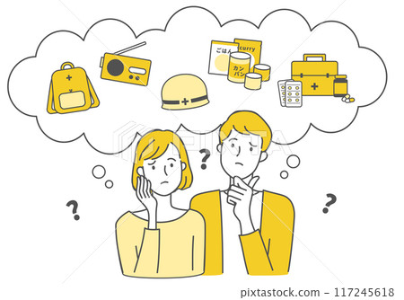 擔心防災準備的男女 117245618