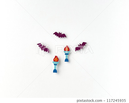 Colored Paper Illustration Craft: Bats and Bonfires 117245935