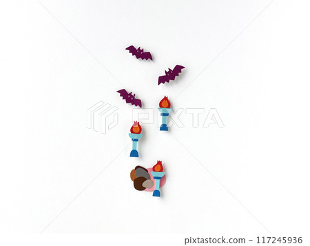 Colored Paper Illustration Craft: Bats and Bonfires Colored Paper Illustration Craft: Bats and Bonfires 117245936