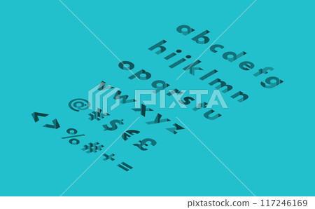 Isometric font lowercase recessed right (blue) 117246169
