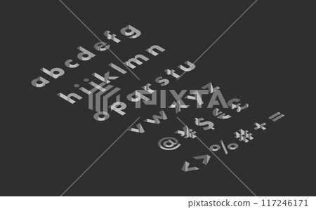 Isometric font lowercase recessed left (black) Isometric font lowercase recessed left (black) 117246171
