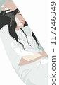 a sleeping young woman in a casual white dress. 117246349
