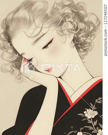 Cute girl in kimono AI 117246507