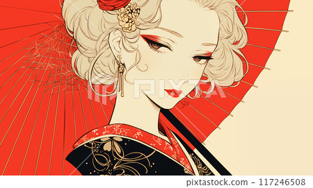 Cute girl in kimono AI 117246508