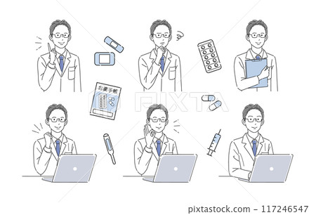 Male doctor pose illustration set 117246547