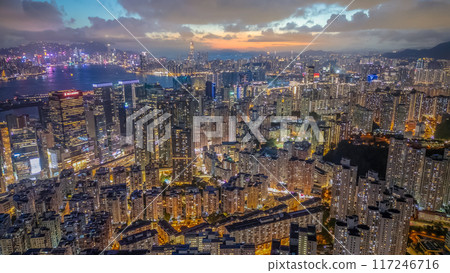 Kwun tong district, Urban night the city, Hong Kong Aug 2 2024 117246716