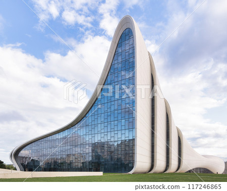 Modern Architecture of Heydar Aliyev Centre in Baku Azerbaijan on a Clear Day Modern Architecture of Heydar Aliyev Centre in Baku Azerbaijan on a Clear Day 117246865