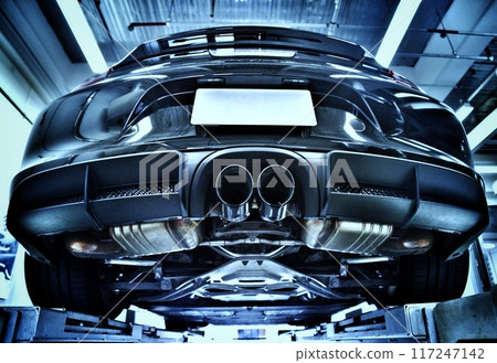 sleek black sports car 117247142