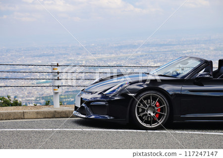 sleek black sports car 117247147