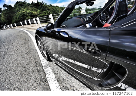 sleek black sports car 117247162