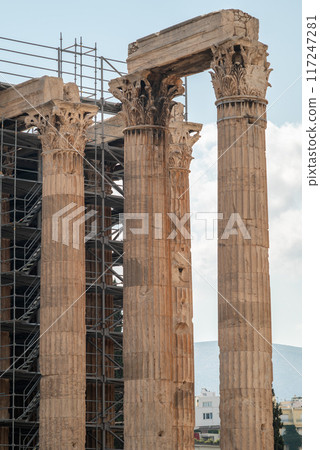 Remains of Olympieion ancient Temple of Olympian Zeus in Athens, capital of Greece 117247281