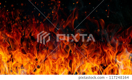 Fire flames isolated on black , abstract background Fire flames isolated on black , abstract background 117248164