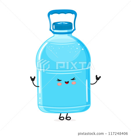 Plastic Water Bottle heavy metal character. Vector hand drawn cartoon kawaii character illustration icon. Isolated on white background. Plastic Water Bottle character concept Plastic Water Bottle heavy metal character. Vector hand drawn cartoon kawaii character illustration icon. Isolated on white background. Plastic Water Bottle character concept 117248406