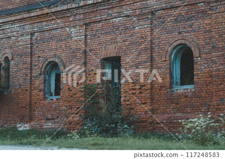 The rear entrance of the ruined brick stable building. 19th century buildings 117248583