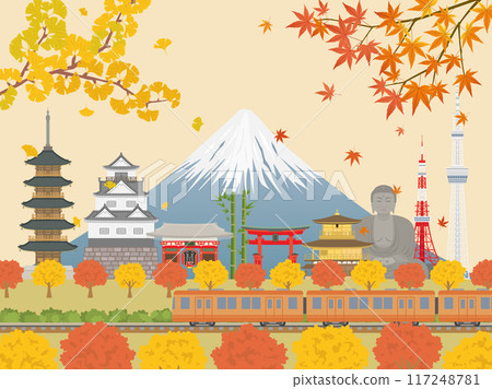 秋天的日本城市景觀 117248781