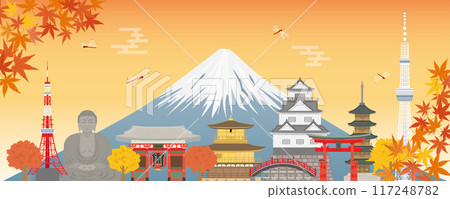 Japanese cityscape in autumn Japanese cityscape in autumn 117248782