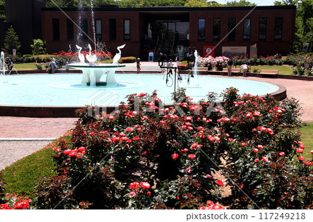 Spring garden scenery at Ishibashi Cultural Center in Kurume, Fukuoka Prefecture. Colorful flower beds in full bloom. Spring garden scenery at Ishibashi Cultural Center in Kurume, Fukuoka Prefecture. Colorful flower beds in full bloom. 117249218