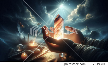 Holing an August birth stone, Sardonyx with strength and protection 117249301