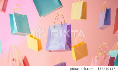Colorful Shopping Bags on Pink Background Colorful Shopping Bags on Pink Background 117250447