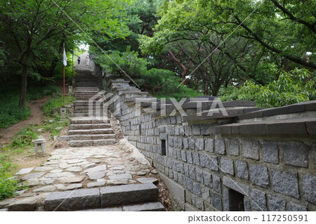 Stone steps along the wall of Suwon Hwaseong Fortress 117250591