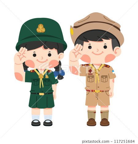 girl and boy scout thai making boy scout emblem girl and boy scout thai making boy scout emblem 117251684