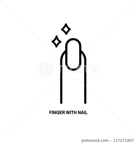 Finger with nail icon. Line finger with nail icon from beauty and elegance collection. Outline vector isolated on white background. Finger with nail icon. Line finger with nail icon from beauty and elegance collection. Outline vector isolated on white background. 117251807
