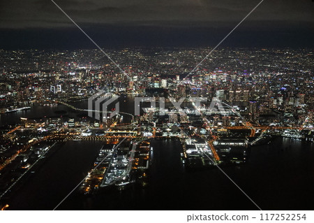 從飛機上看到的東京灣夜景 117252254