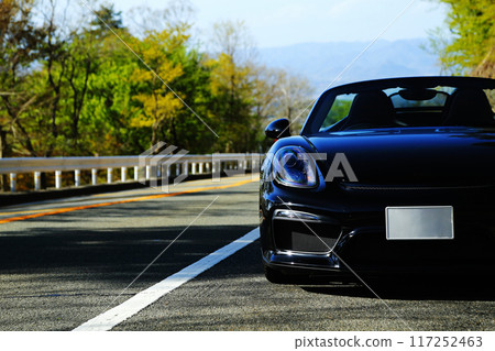 閃亮的黑色敞篷車 117252463
