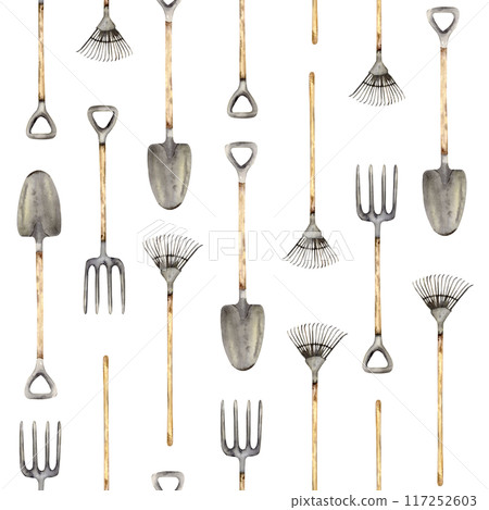 seamless pattern with Gardening tools 117252603