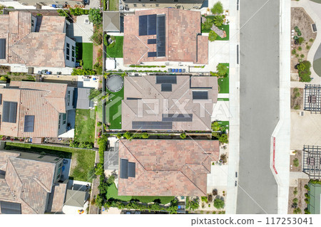 Aerial view of big houses community in Escondido, California 117253041