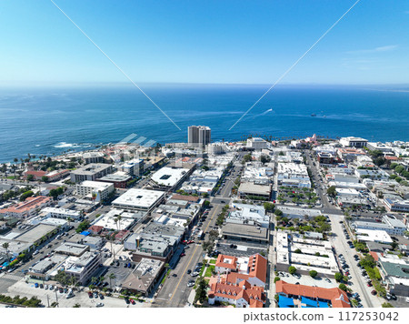 Aerial view of over La Jolla, San Diego, California, USA 117253042