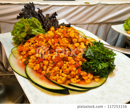A picture of pasta with selective focus 117253156