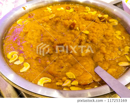 Moong Dal Halwa A Indian sweet dish made from Green Gram or Mung Bean without skin 117253169