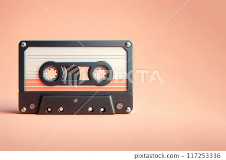 Tape cassette on a clean background. Space for text. 117253336