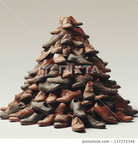 A big pile of old men's shoes. 117253348