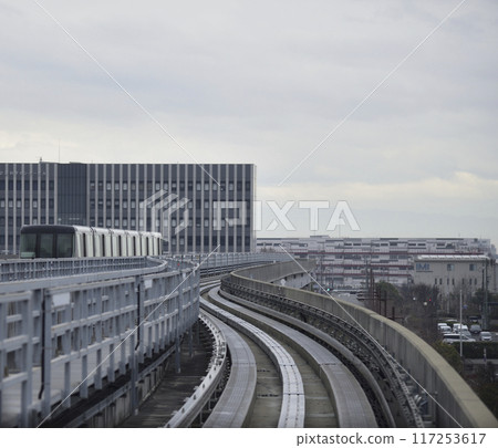 Port Island Line, Port Liner, urban automated guideway transit rail system in Kobe, Japan connecting Kobe airport to Sannomiya station 117253617