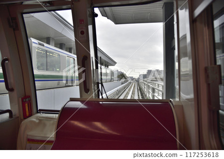 Port Island Line, Port Liner, urban automated guideway transit rail system in Kobe, Japan connecting Kobe airport to Sannomiya station 117253618