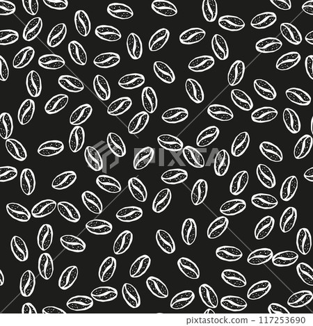 Seamless pattern with hand drawn textured coffee beans Seamless pattern with hand drawn textured coffee beans 117253690