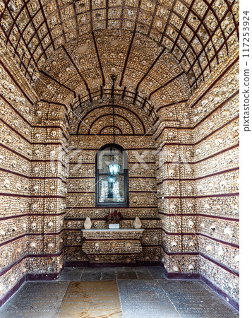 Capela Dos Ossos, Bones chapel next to Igreja do Carmo in Faro at Algarve in Portugal 117253924