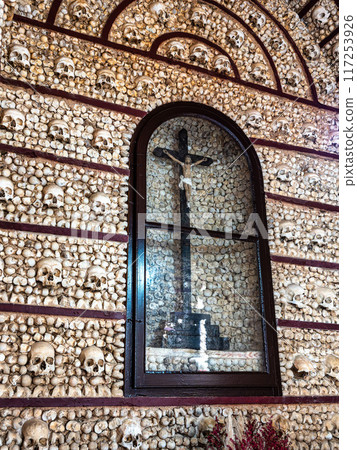 Capela Dos Ossos, Bones chapel next to Igreja do Carmo in Faro at Algarve in Portugal 117253926