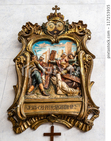 The golden interior of the Carmelite church Igreja do Carmo at Faro in Portugal The golden interior of the Carmelite church Igreja do Carmo at Faro in Portugal 117253935