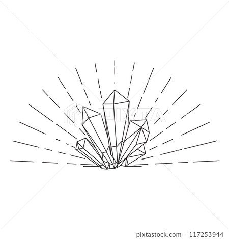 Crystal silhouette icons Sign kit of gemstone. Mineral pictogram collection Crystal silhouette icons Sign kit of gemstone. Mineral pictogram collection 117253944