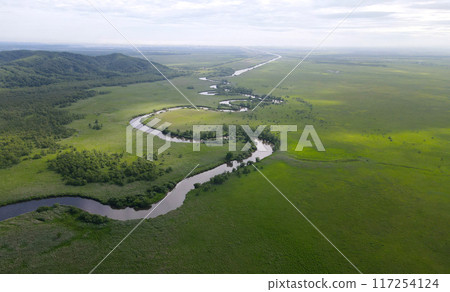 北海道迷人的釧路濕地 鳥瞰細岡展望台 北海道迷人的釧路濕地 鳥瞰細岡展望台 117254124