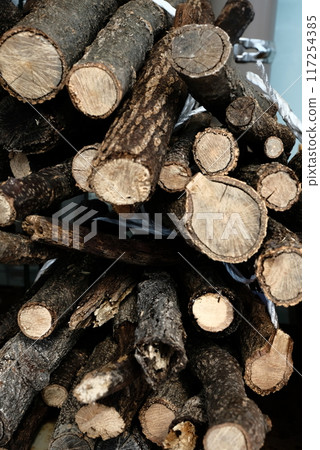 Stacked firewood Stacked firewood 117254385
