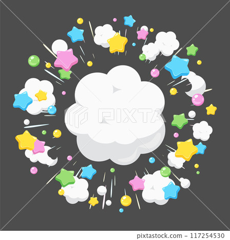 可愛的爆炸效果素材,煙霧和星星蔓延 可愛的爆炸效果素材,煙霧和星星蔓延 117254530